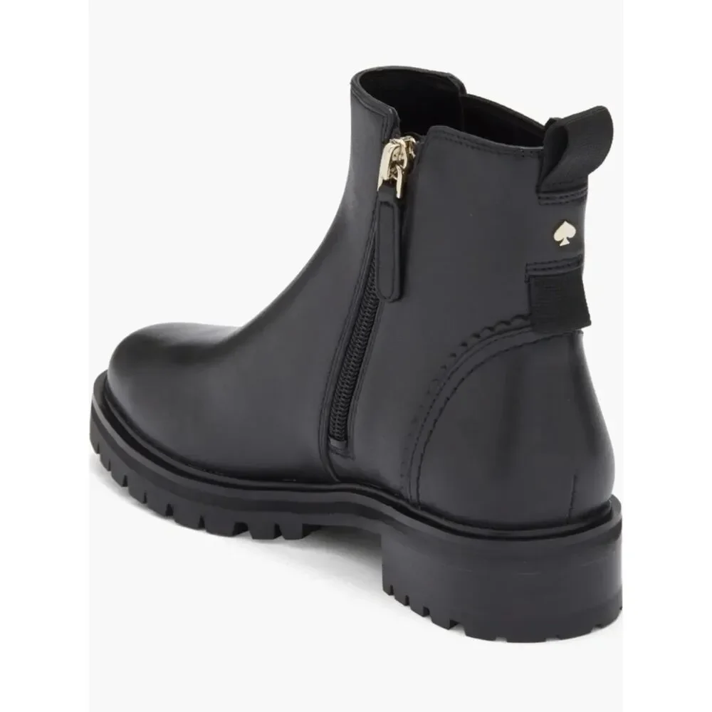 Kate Spade Estelle Lug Sole Chelsea Boot – Black Leather – Size 8B – NWOB
